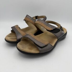 SAS Women's 8.5 WW Sandals Bronze Tan Leather Suede Comfort Adjustable USA Made